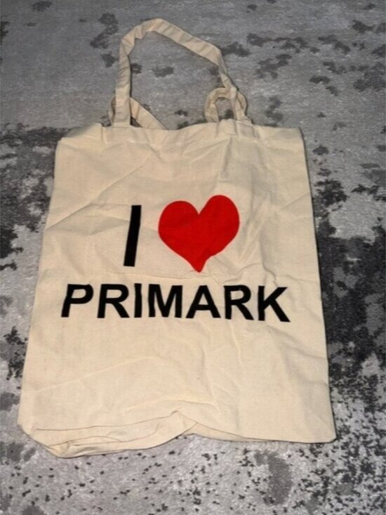 Primark Handbags - Primark Natural Canvas reusable Tote with Red Heart Print